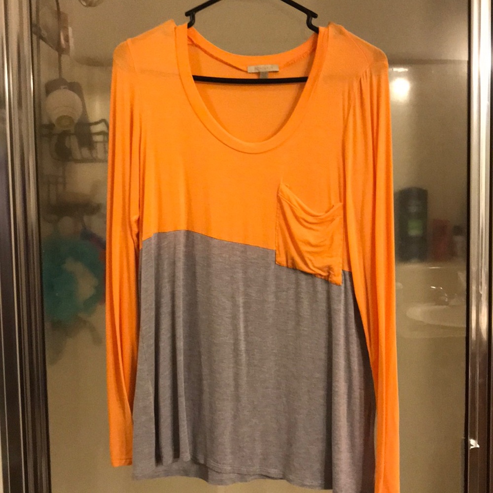 Orange and Gray Bordeaux Long Sleeve Tee Shirt